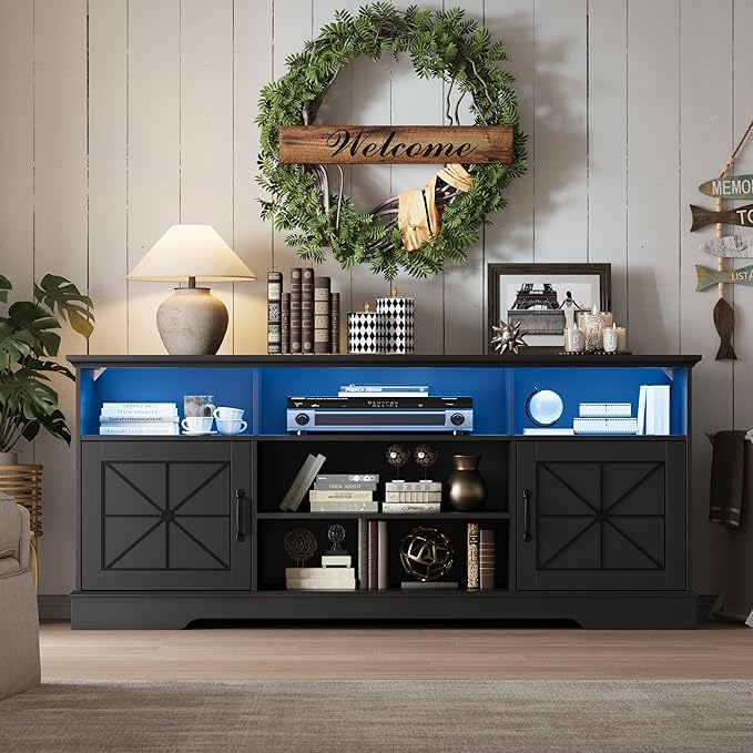Xixini Farmhouse TV Stand for 65/60/55 Inch Tvs, Rustic Entertainment Center - Image 6