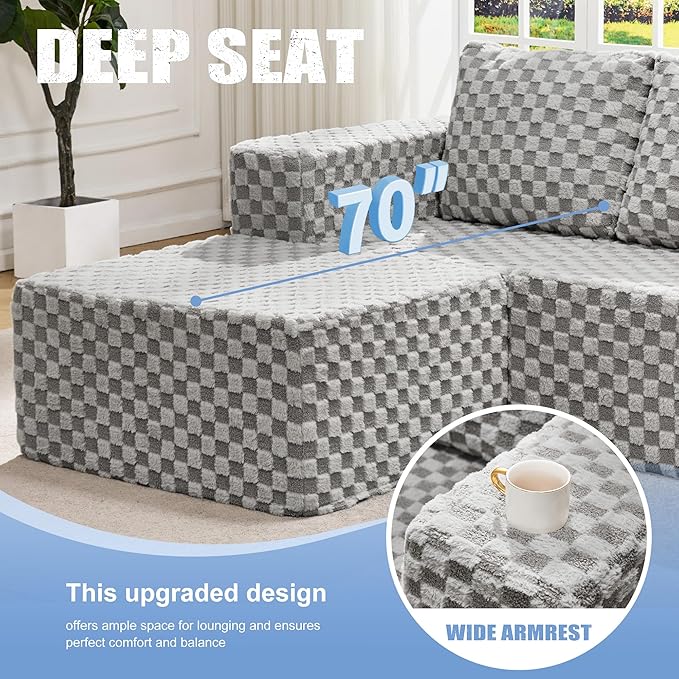 Hobestluk Modular Sectional Sofa Memory Foam Couch Oversized Sectional Sofa - Image 5