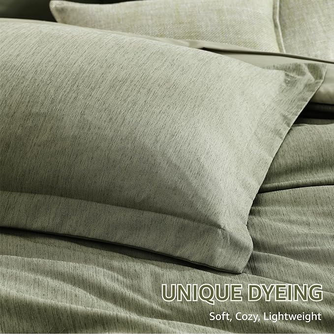 Monbix Full Size Comforter Set, Sage Green Bedding Comforter - Image 6