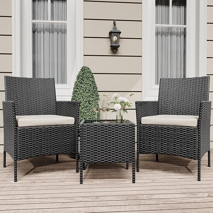 GarveeLife 3 Piece Patio Furniture Set, Rattan Outdoor Furniture by GarveeLife