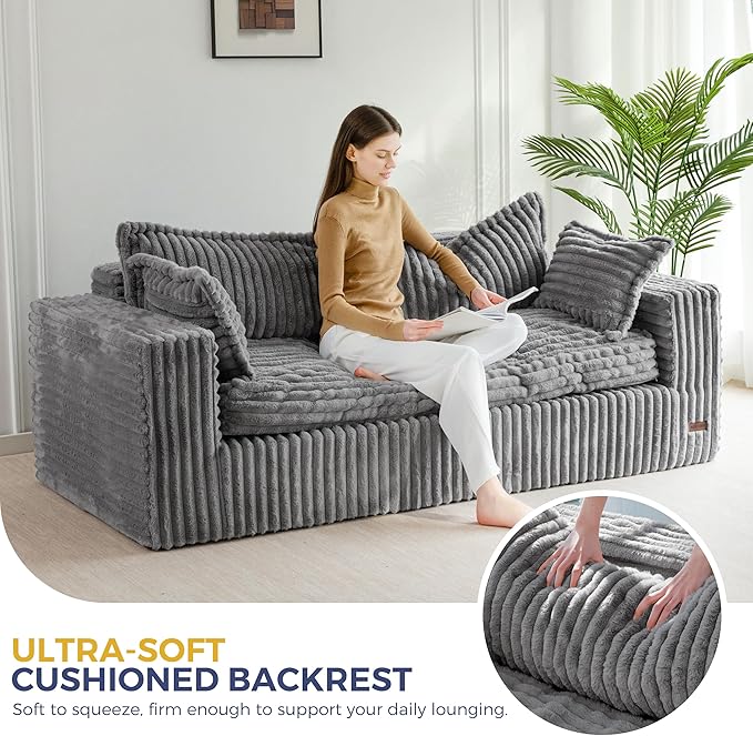 MAXYOYO 76" Bean Bag Sofa Couch, Loveseat Boneless Couch in a Box, Upholstered - Image 8