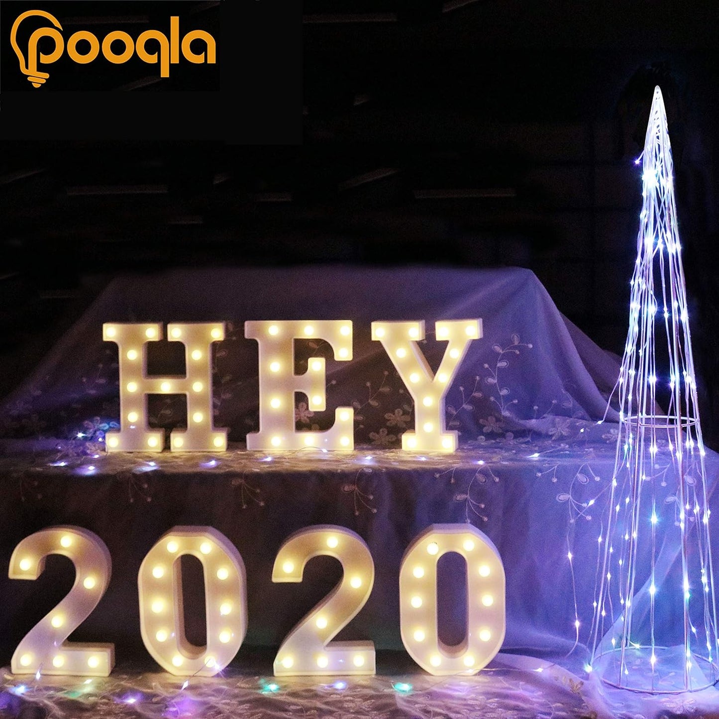 Pooqla LED Marquee Letter Lights Sign, Light Up Alphabet Letter for Home Party Wedding Decoration H