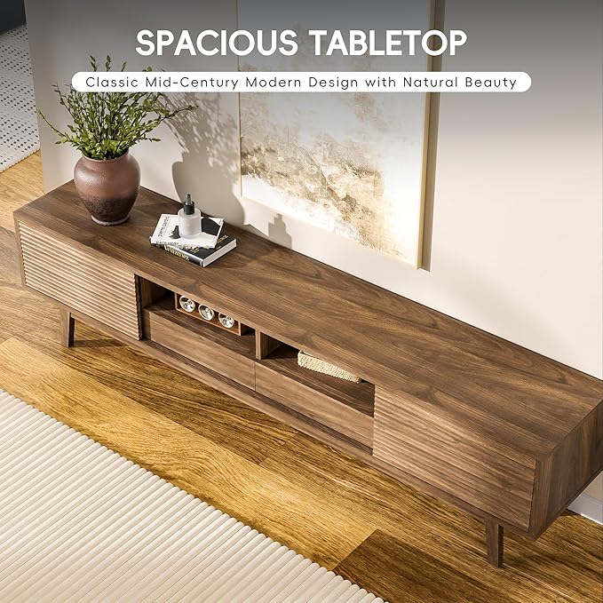 MU 70 Inch TV Stand for TVs up to 80 Inch, Mid Century Modern TV Console - Image 4