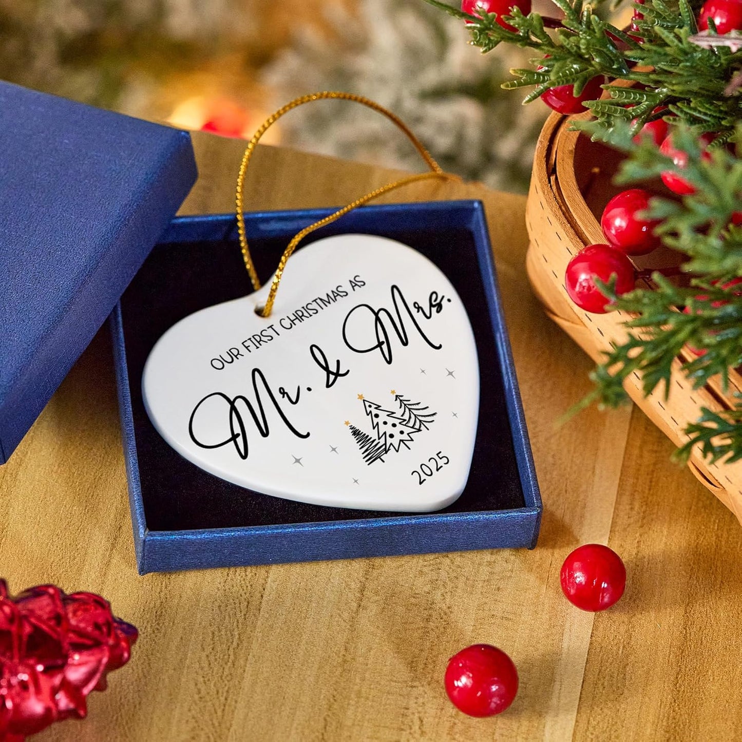 Wedding Gifts for Couples 2025,First Christmas Married Ornament 2025 Mr and Mrs Gifts,Bridal Shower Gift,Just Married Gift for Newlywed Couple Bride