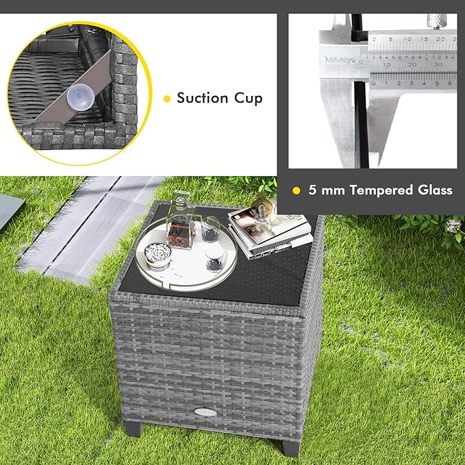 COSTWAY 3-Piece Patio Furniture Set, Outdoor Wicker Rattan Sofa - Image 6