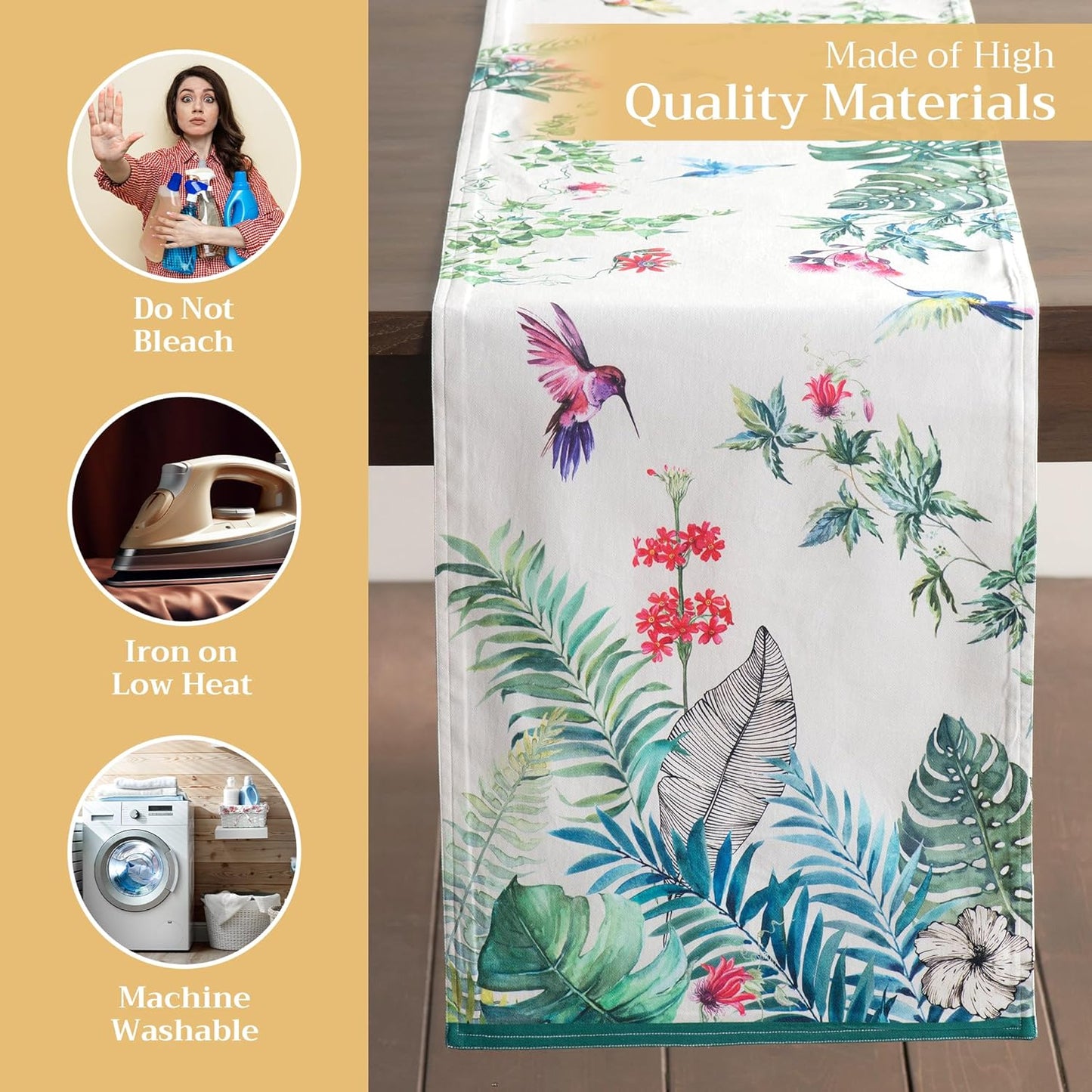 Maison d' Hermine Table Runner 100% Cotton Single Layer Table Runners 72 inches Long Decorative for Home Kitchen Dining Party Baby Shower Wedding Bridal Shower Spring Summer (Tropiques, 14.50" x 72")