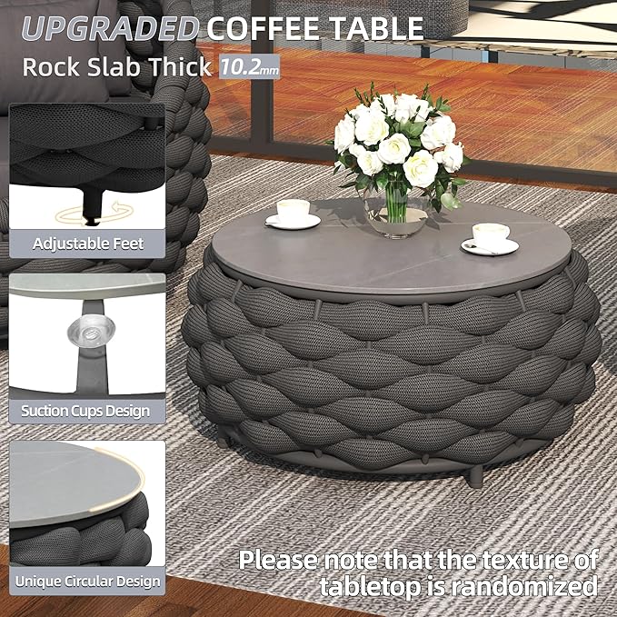 TWT 6-Piece Aluminum Patio Furniture Set, Modern Outdoor Conversation Set - Image 9