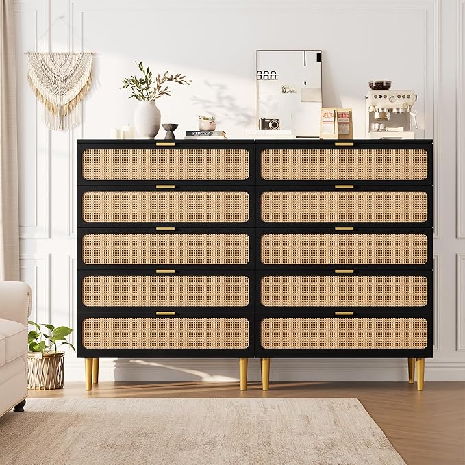 GarveeHome Rattan 5 Drawer Dressers - Image 8