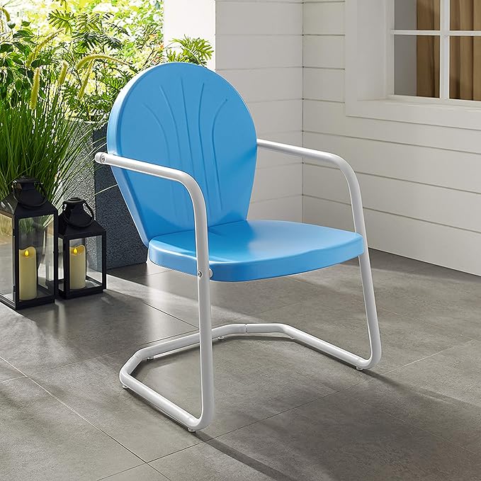Crosley Furniture Griffith Outdoor Chair, Retro Metal Patio Chairs - Image 2