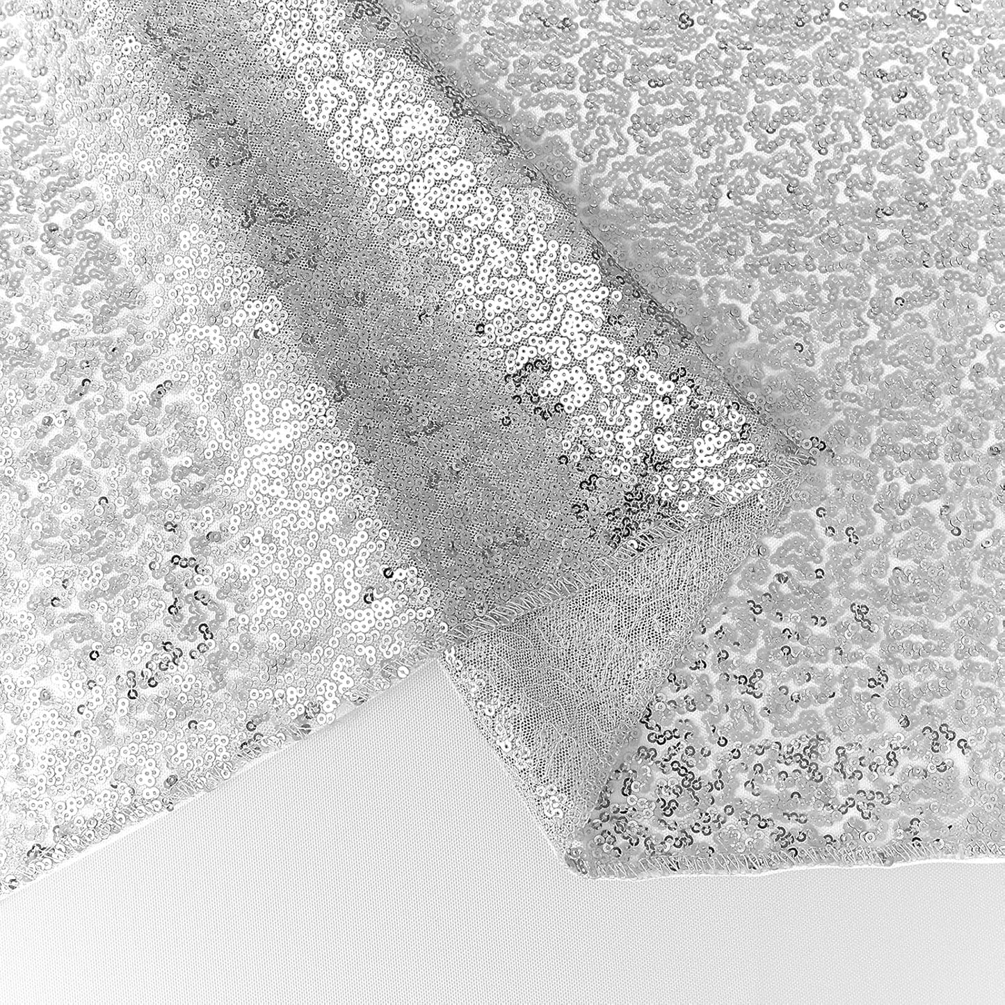 6 Packs 12 x 72 inches Sequin Table Runner, Silver Glitter Table Runner for Birthday Party Supplies Wedding Engagement Baby Shower Holiday Celebration Event Decorations