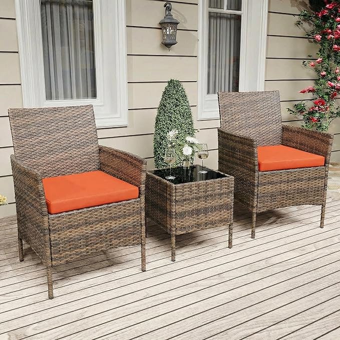 GarveeLife 3 Piece Patio Furniture Set, Rattan Outdoor Furniture - Image 6