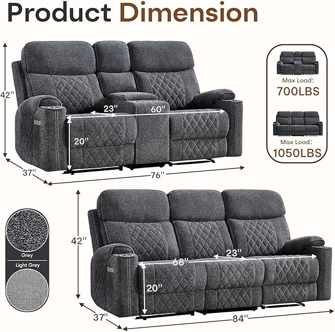 HAOMARKETS 2-Piece Power Recliner Sofa Set - Image 2