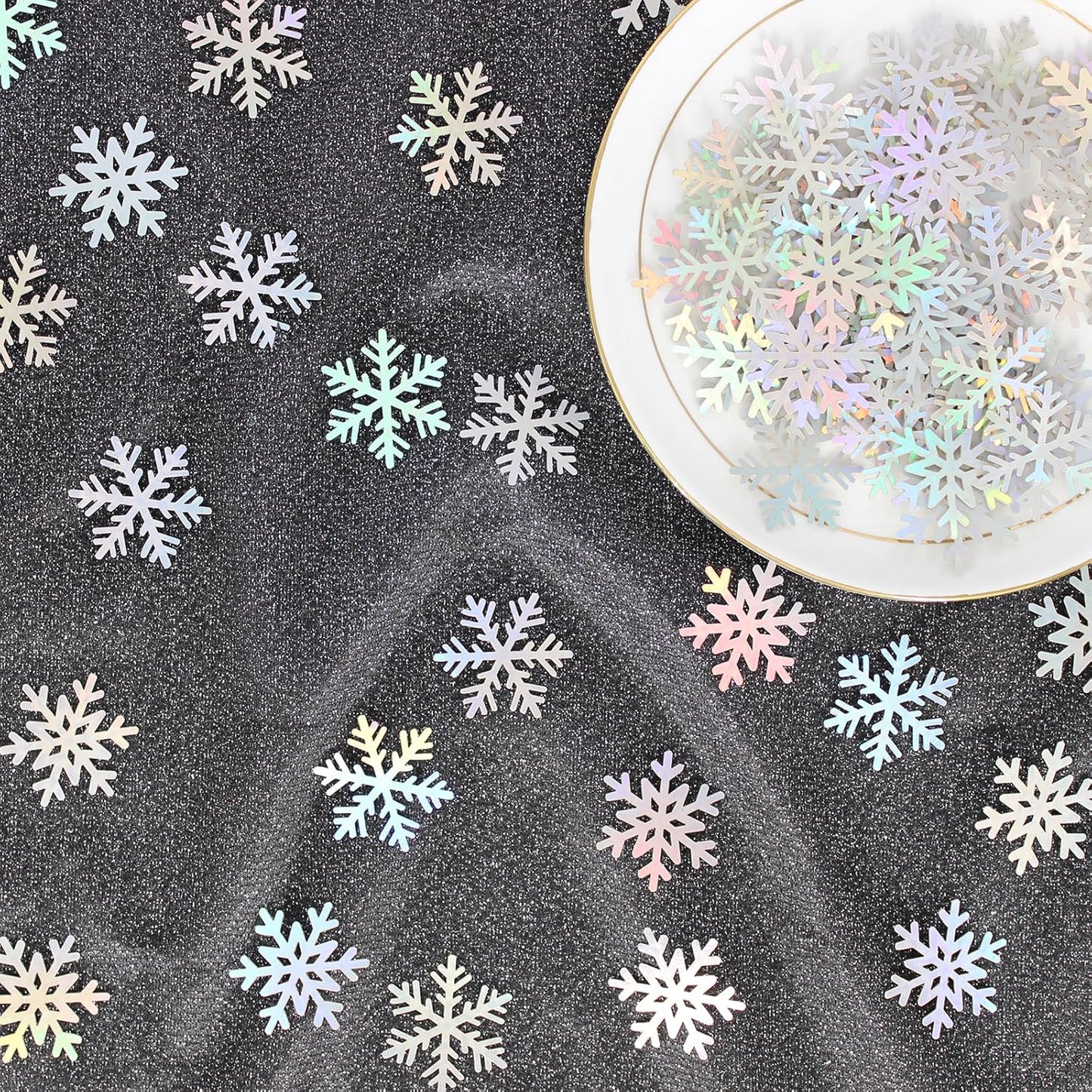 200PC Iridescent Snowflakes Confetti for Winter Wonderland Party Decorations Snowflake Table Scatter for Christmas Baby Shower Wedding Birthday Party Decor