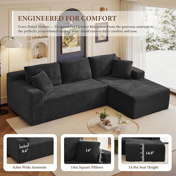 96" Sectional Couches for Living Room Cloud Couch Sofa - Image 7