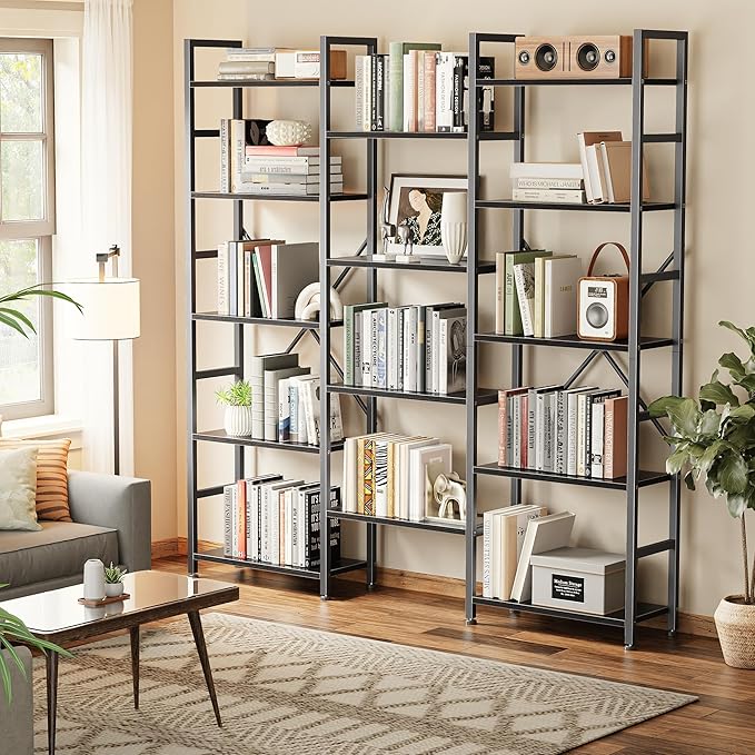 SUPERJARE Triple Bookshelf, Bookcase - Image 8