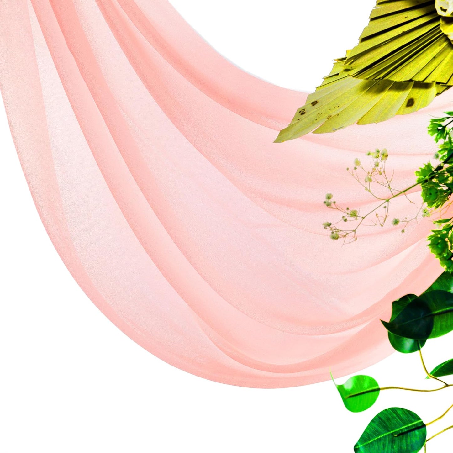 VDS Pack of 2 Panel (30 Inch X 50 Feet) Wedding Arch Draping Fabric Sheer Chiffon Fabric Drapery for Wedding Ceremony Reception Swag Backdrop Canopy Chuppah ARBO Altars Decoration (Peach)