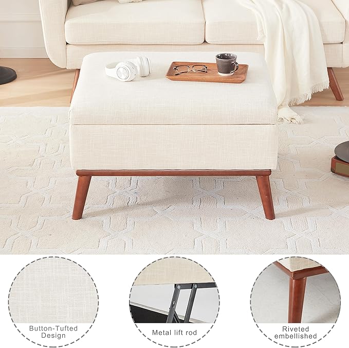 Tbfit 65" W Loveseat Sofa with Ottoman Coffee Table, Mid Century Modern Love - Image 5