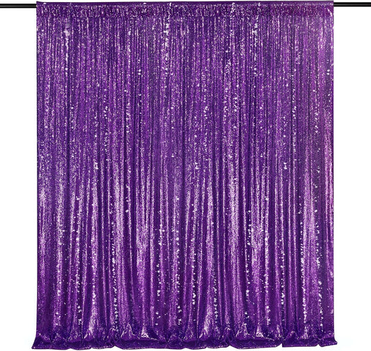 Purple Sequin Backdrop 8ft x 8ft Glitter Party Backdrop Curtains Glitter Background for Baby Shower Wedding Decorations