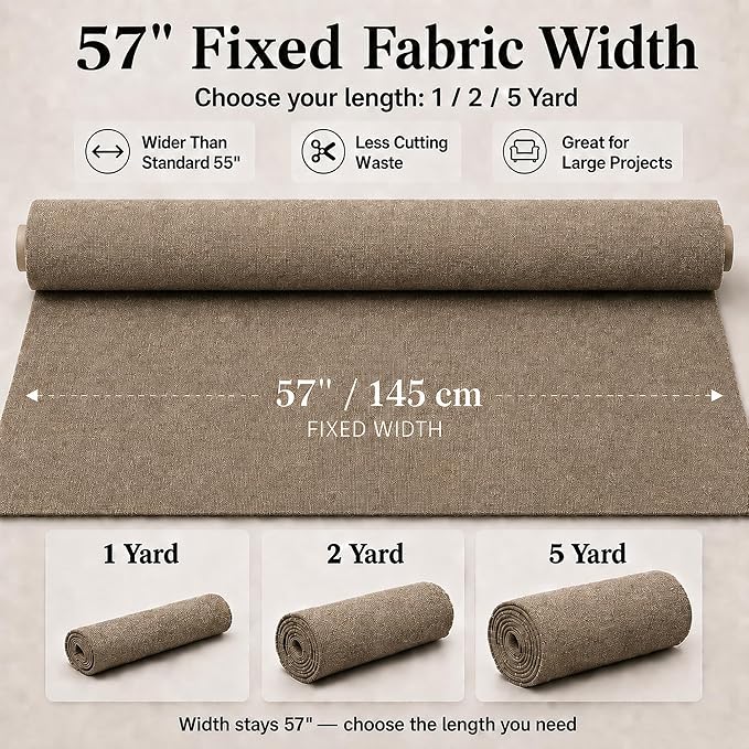 Mini Chenille Linen Blend Upholstery Fabric by the Yard, 57 Inch Wide Soft - Image 3