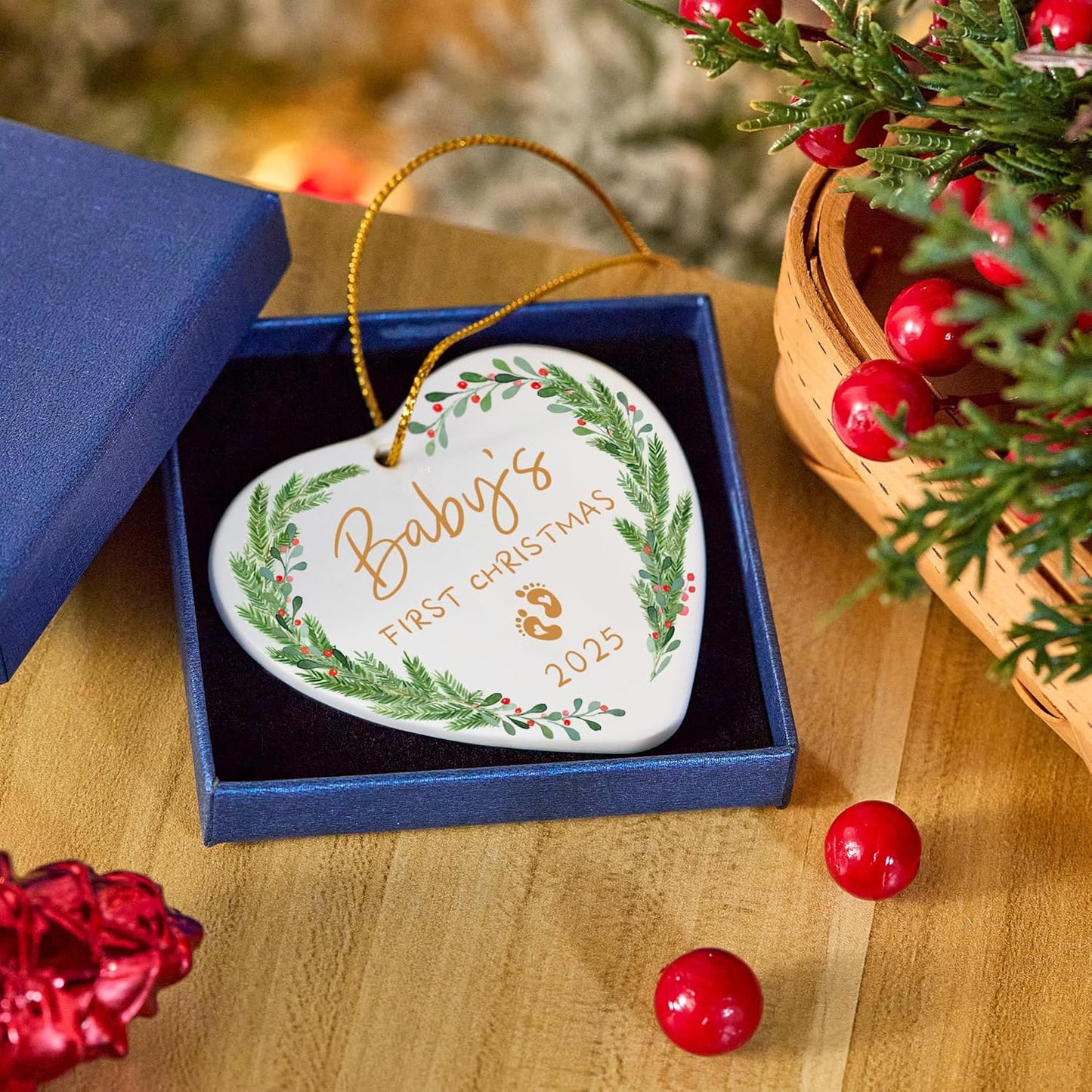 Baby's First Christmas Ornament 2025,Babys First for Girl,Boy Crystal Glass Ornaments with Box Newborn Gifts Keepsak