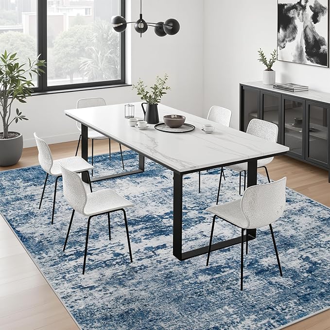 10x12 Area Rug Living Room Rug: Washable Modern Abstract Soft Thin Rug Indoor - Image 4