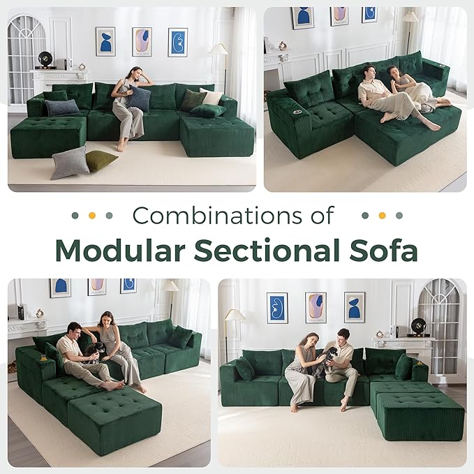 MAXYOYO 129.5" Modular Sectional Sofa Couch, U Shaped Modern Cloud Couch - Image 4