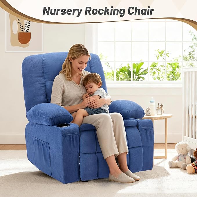 Rocker Recliner Chair with Massage and Heat, Nursery Rocking Chairs - Image 7