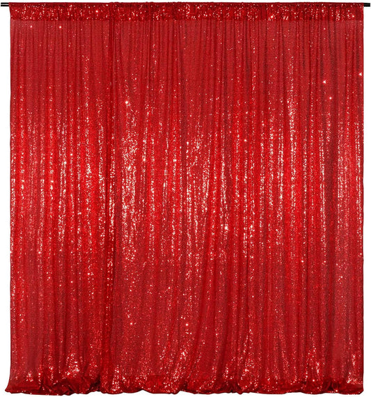 Poise3EHome Red Sequin Backdrop, 10Ft x 10Ft Glitter Photography Background Curtains for Party Wedding Birthday Christmas Valentines Day Decoration