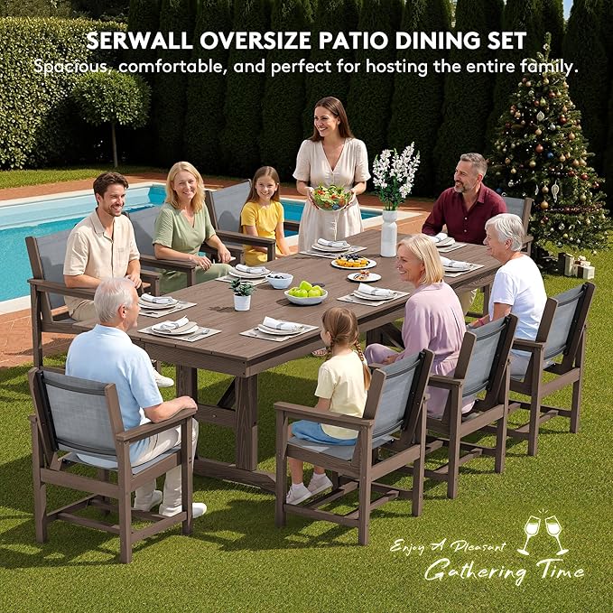SERWALL 9 Piece Outdoor Dining Set - Image 8