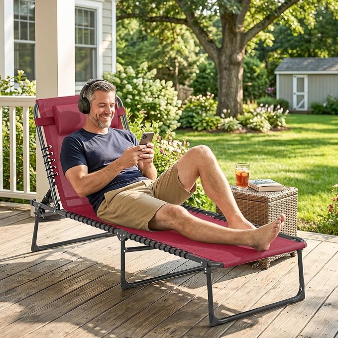 Outsunny Folding Chaise Lounge Chair, Patio Sun Tanning Chair, Outdoor Chaise - Image 7