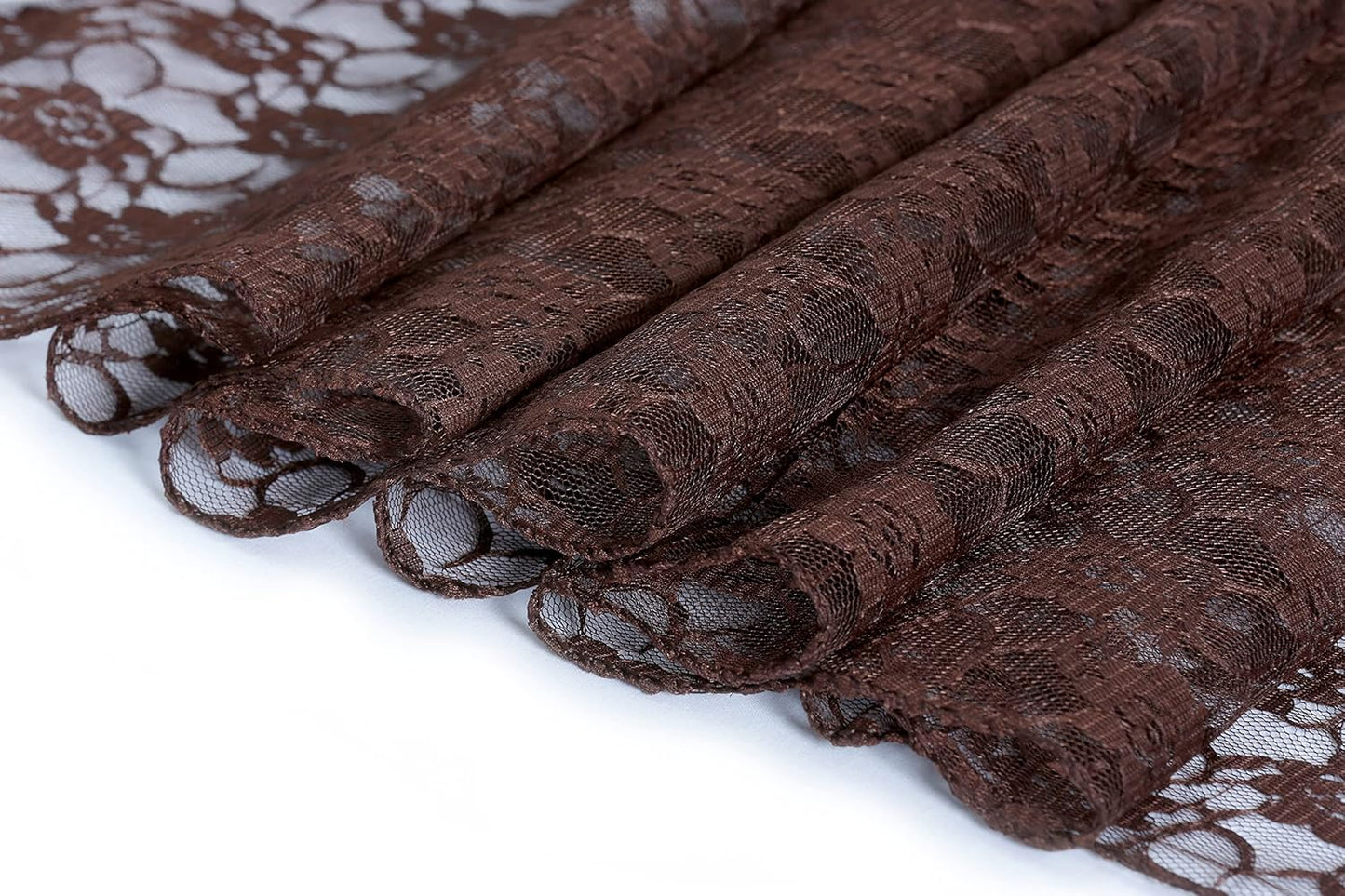 MDS Pack of 25 Wedding 12 x 108 inches Lace Table Runner for Wedding, Decorations for Birthday Parties, Banquets, Graduations, Engagements, and Runners fit Rectangle, Round Table- Coffee