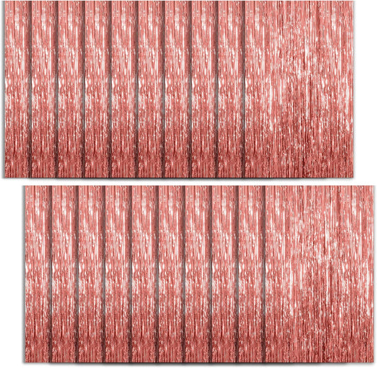 20 Pack Foil Curtain Backdrop Rose Gold Metallic Tinsel Foil Fringe Curtains Photo Booth Props for Birthday Wedding Engagement Baby Shower Bachelorette Christmas Holiday Celebration Party Decorations