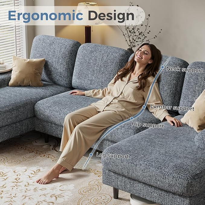 DUMOS Sectional Couches for Living Room, U Shaped Couch - Image 4