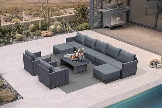 PURPLE LEAF Patio Furniture Set 10 Pieces Patio Seating by PURPLELEAF