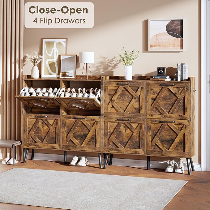 Nicetree Shoe Cabinet Storage for Entryway, Freestanding Shoe Storage Cabinet - Image 3