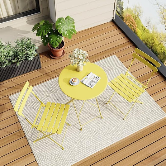 Bistro Table and Chairs Set of 2, 3 Piece Outdoor/Indoor Folding Patio Bistro by IDEALHOUSE