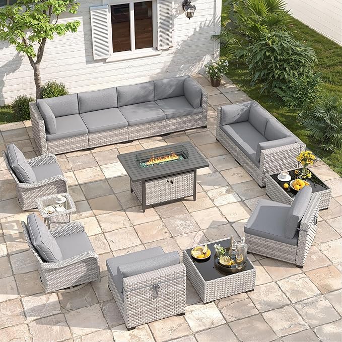 10-Seat Outdoor Wicker Patio Furniture Set by MASIONBACKYARDS