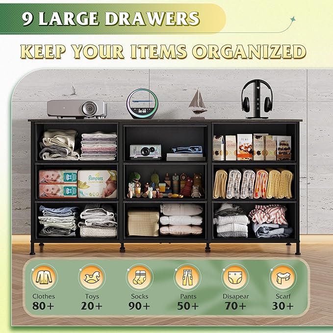 WLIVE 54''W Dresser for Bedroom, 65 inch TV, Wide Chest of Drawers - Image 5