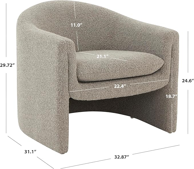 SAFAVIEH Couture Collection Laylette Light Grey Boucle Accent Chair - Image 3