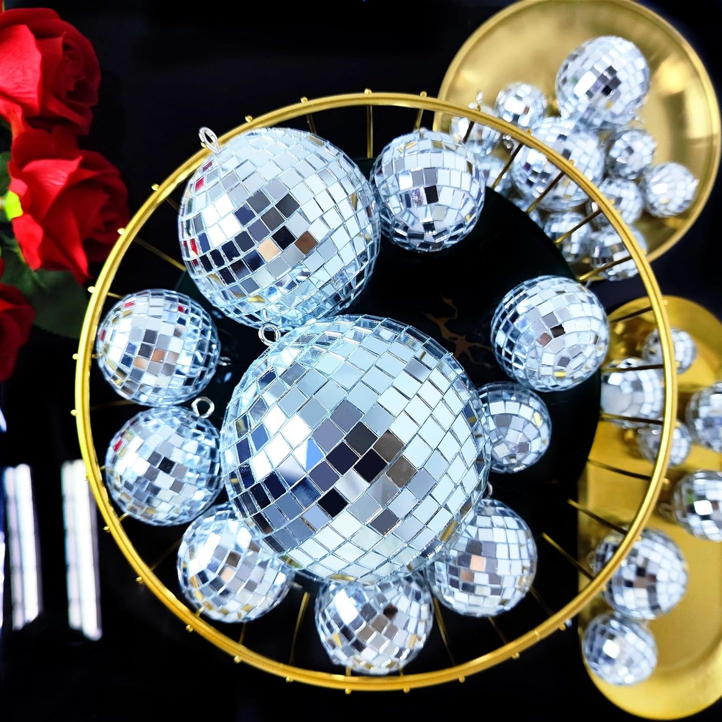 54 Pcs Mini Silver Disco Balls - Hanging Mirror Ornaments for Party, Wedding, Christmas Supplies