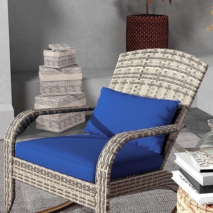 Outsunny Outdoor Wicker Adirondack Rocking Chair, Patio Rattan Rocker Chair - Image 8