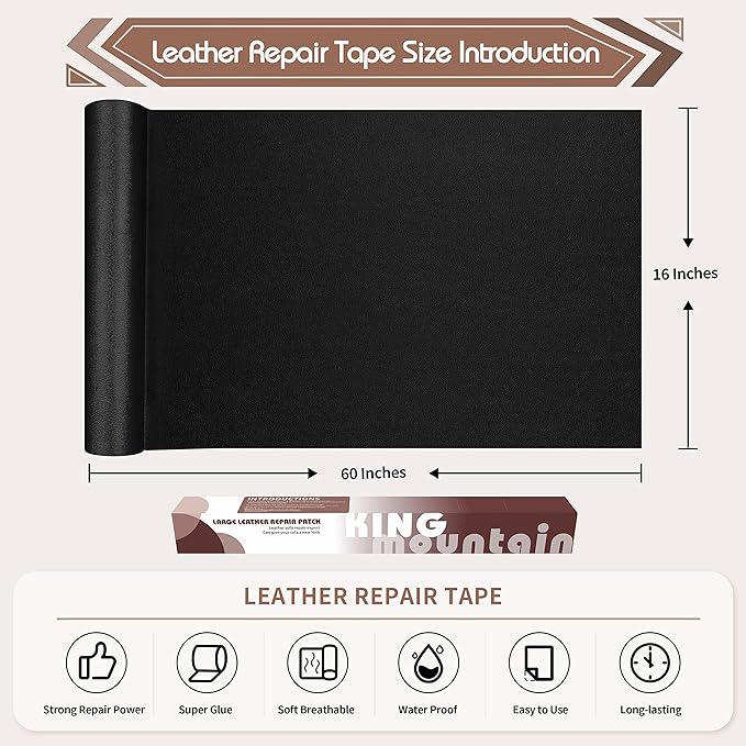 KING MOUNTAIN Leather Repair Patch, 16 x 60 Inches Self-Adhesive Repair Tape - Image 4