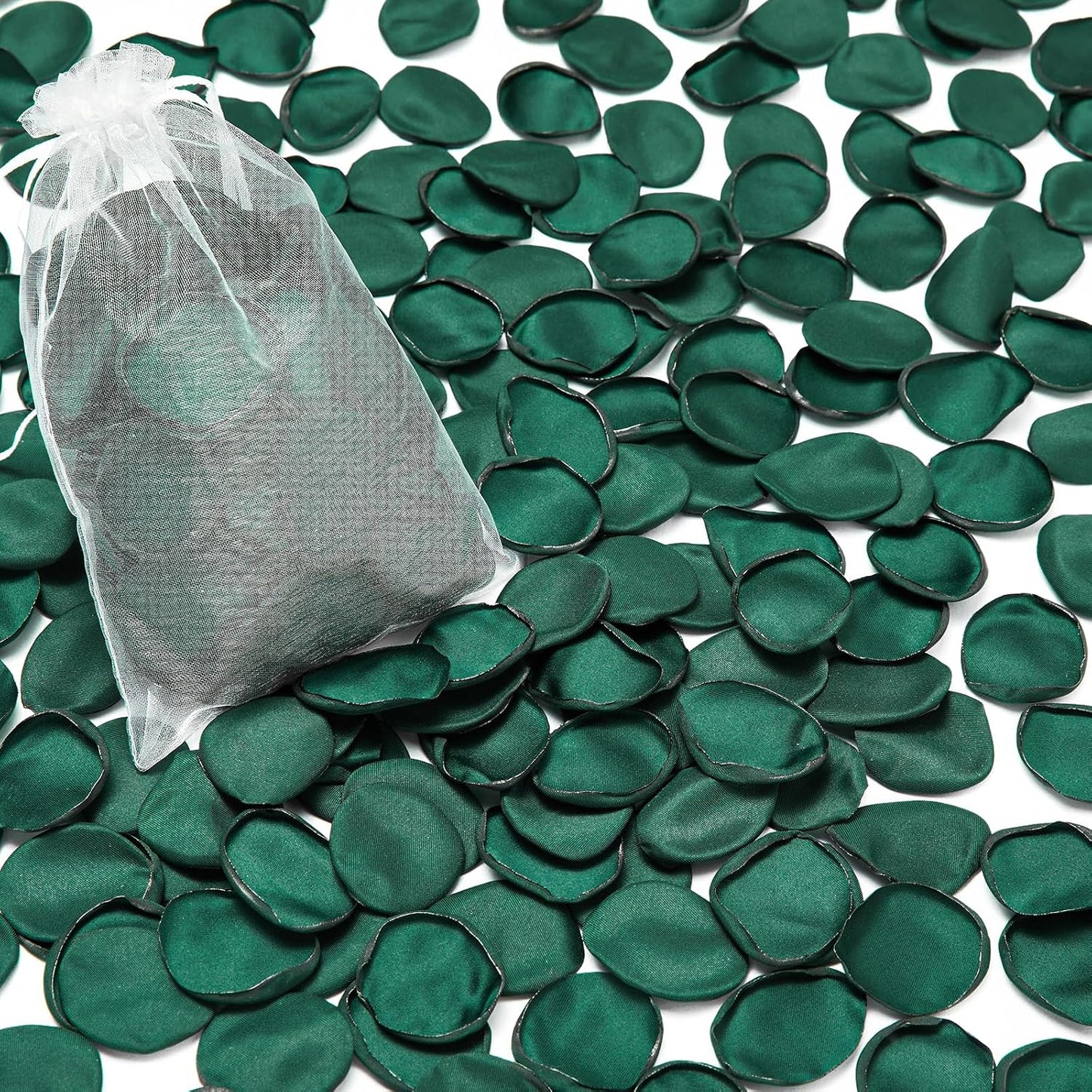 Serwalin 300Pcs Silk Rose Petals for Christmas Weddings Proposal Dark Green Flower Petals for Girl's Basket, Aisle, Table Decor