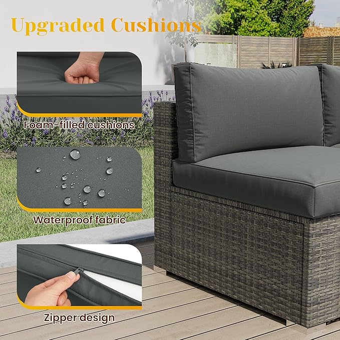 May in Color 5 Piece Outdoor Patio Sectional Furniture Set, Weather Resistant - Image 3