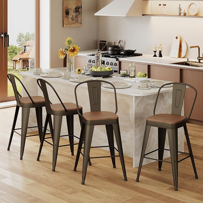 Andeworld Metal Bar Stools Set of 2, 26 inch Counter Height Barstools - Image 6