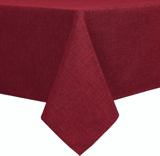 Hiasan Faux Linen Rectangle Tablecloth - Wrinkle and Stain Resistant Washable Table Cloth for Kitchen Dining Room Holiday Table Cover for Dinner, Red, 30 x 60 Inch