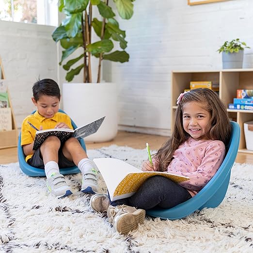 ECR4Kids Plastic Leaf Scoop Floor Rocker Seat, Classroom Furniture, Peacock Blue - Image 11