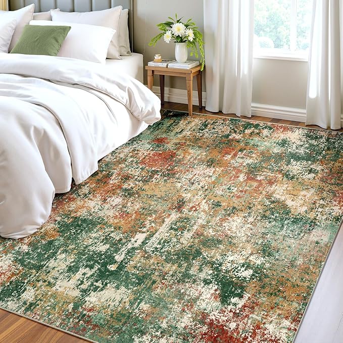 RELEANY Washable Area Rugs 4'x6' Non-Slip Modern Abstract Soft - Image 3