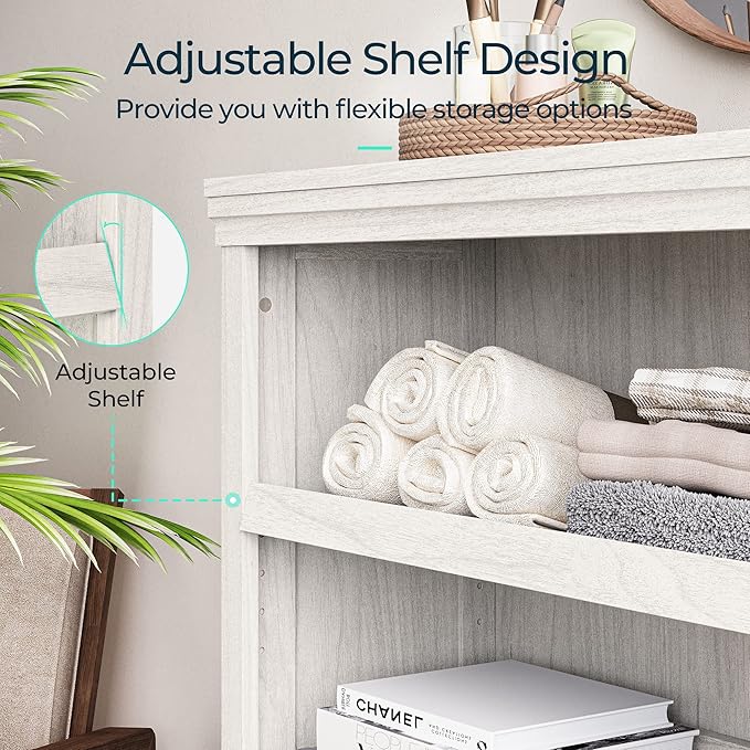 LINSY HOME 3-Tier Bookcase, Small Bookshelf Wood Display Storage Shelves - Image 6