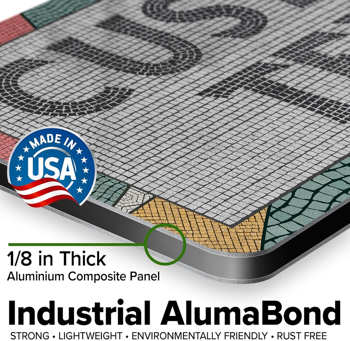 Custom Sign, Custom Street Sign, 11 Font Colors, 13 Font Styles, 4 Hole Options, 22 Sizes, 9x18 Inches, Rust Free DiBound, Fade Resistant, Made in USA by My Sign Center (Fauxsaic 2)